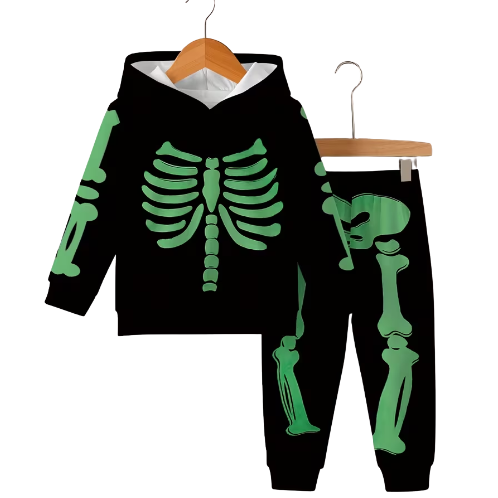 Halloween Themed Hooded Sweatshirt And Pants Set For Boys