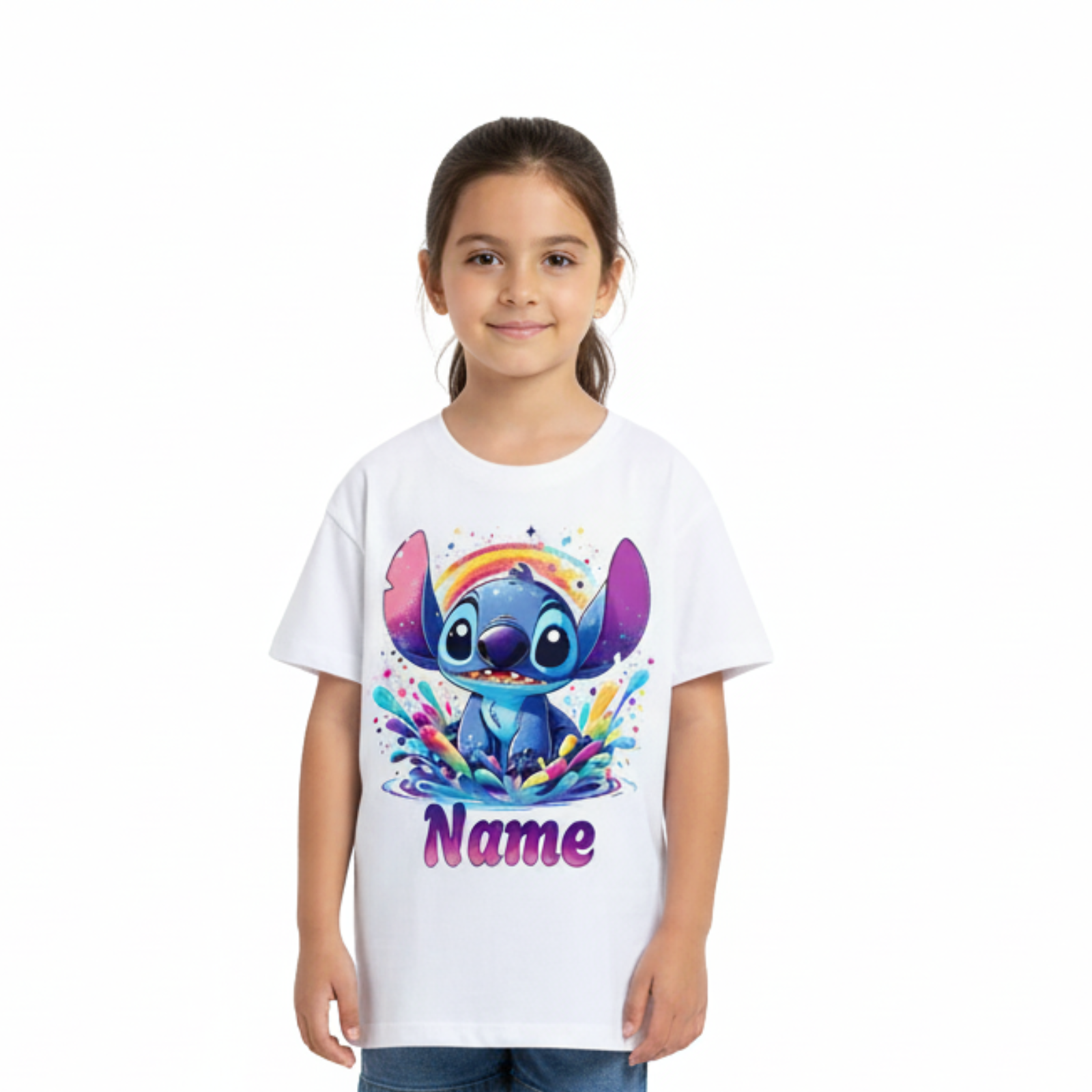 Personalized Cartoon Graphic Printed Short Sleeve T Shirt For Girls