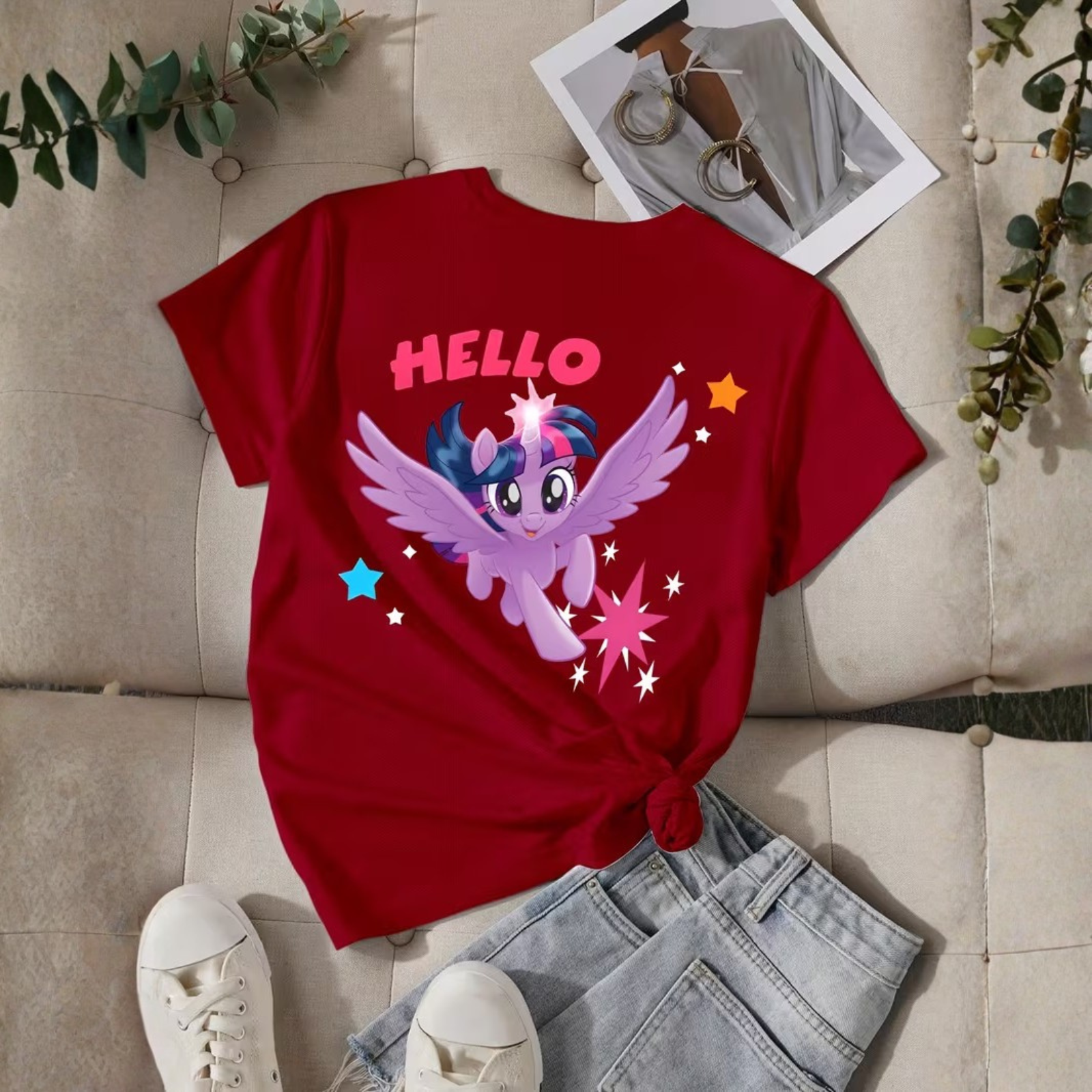 Twilight Sparkle Cartoon Printed Short Sleeve T Shirt For Girls