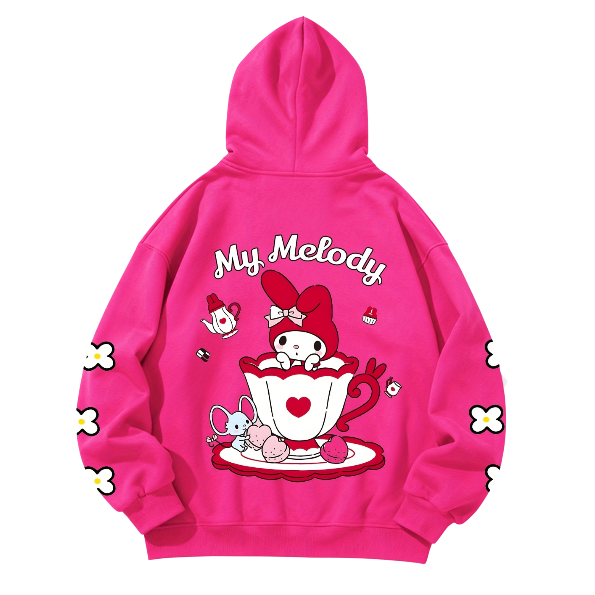 My Melody Cartoon Print Hooded Sweatshirt For Girls