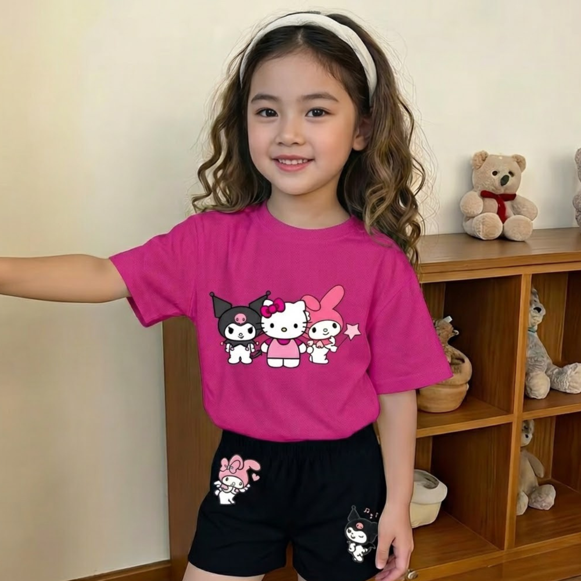 Cartoon Design Printed 2 Piece Summer Set For Girls 