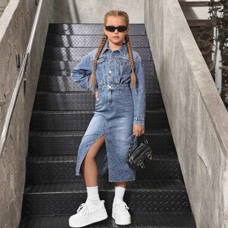 Casual Fitted Denim Dress