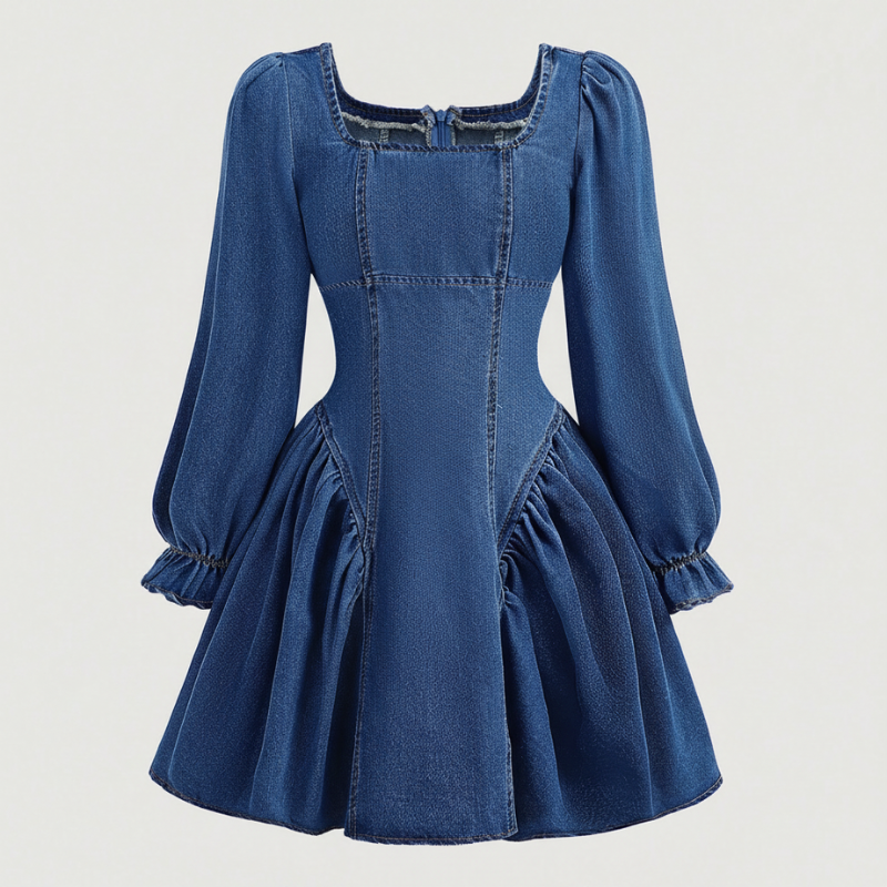 3D Bow Decor Denim Romper