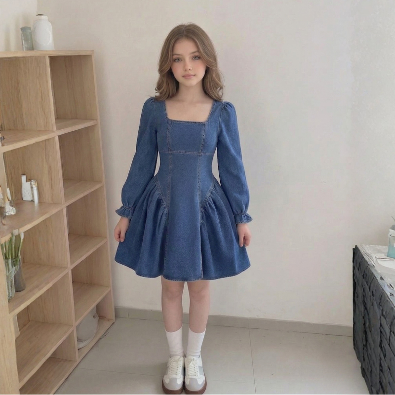3D Bow Decor Denim Romper