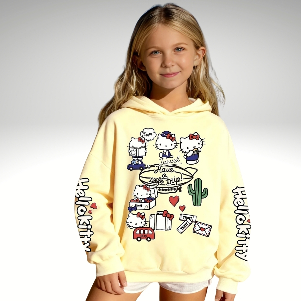 Hello Kitty Themed Casual Hooded Sweatshirt