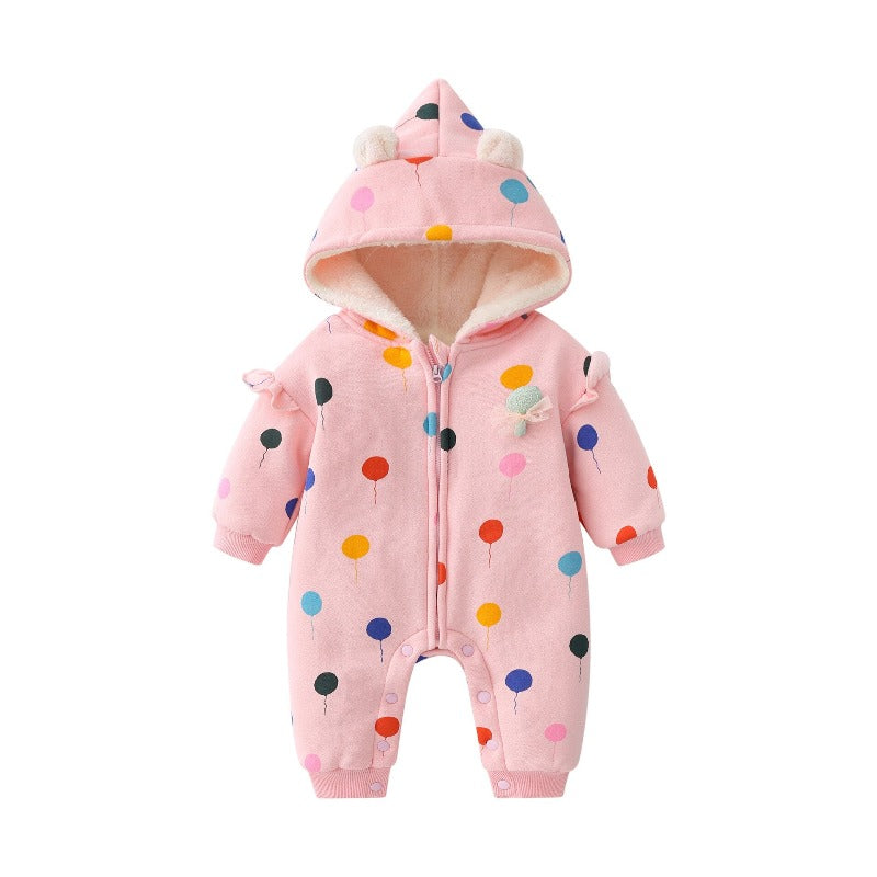 Newborn Baby Girl Thick Zipper Winter Warm Romper-Children Cloth Shop