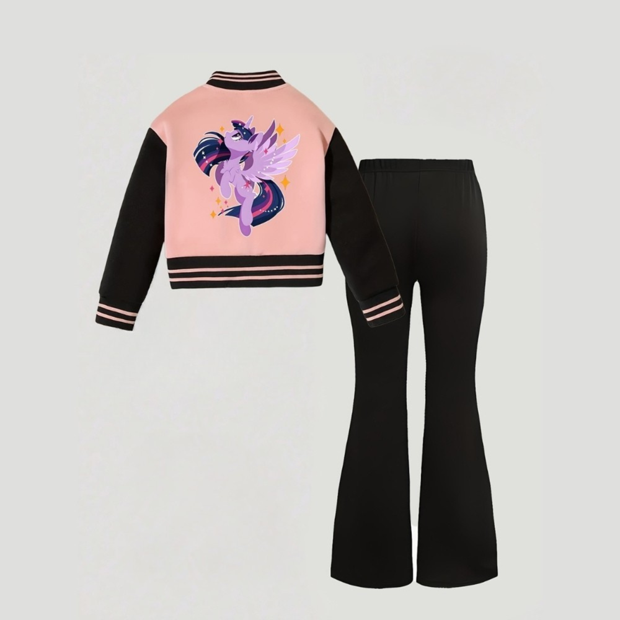 Twilight Sparkle Themed Jacket And Flared Pants 2 Piece Set For Girls