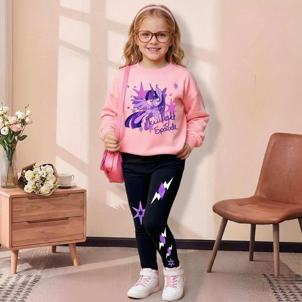 Twilight Sparkle Graphic Themed Sweatshirt And Flared Pants Set For Girls