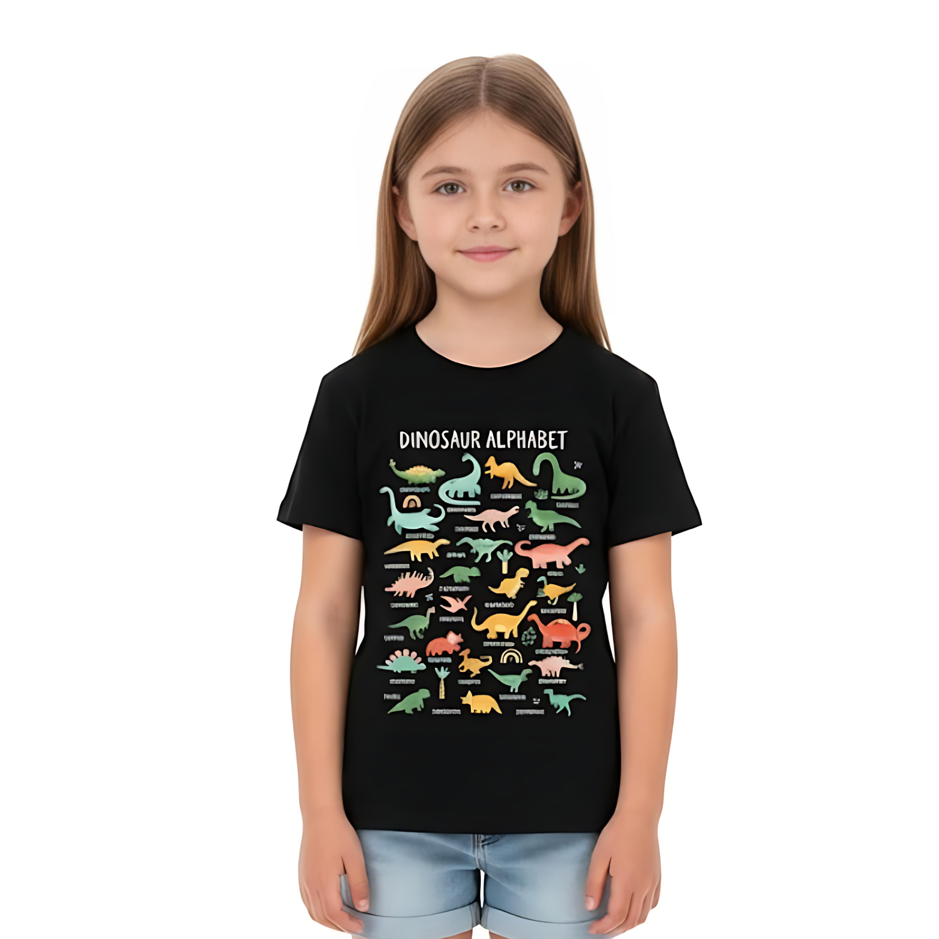 Dinosaur Print Creative T Shirt for Girls