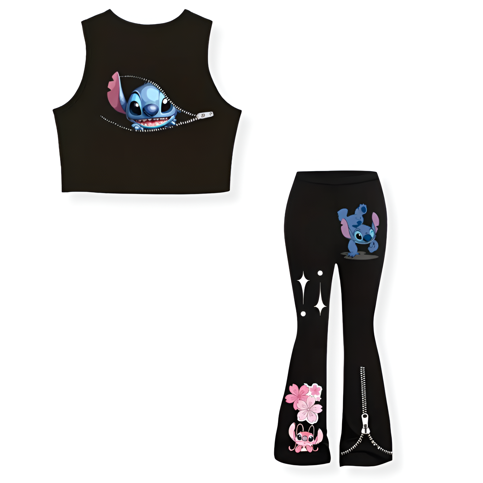 Tank Top And Flared Pants Set For Girls