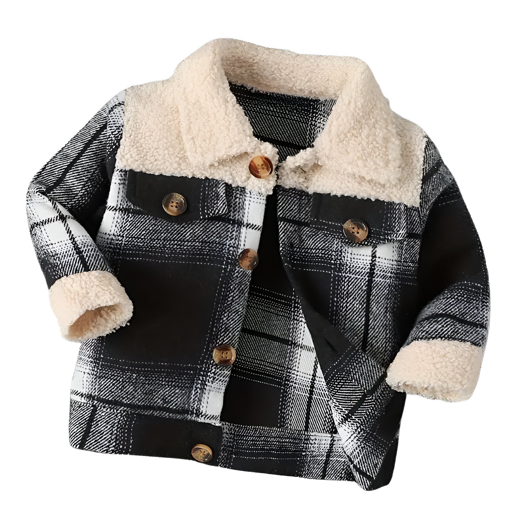 Toddler Fleece Plaid Coat With Soft Lining