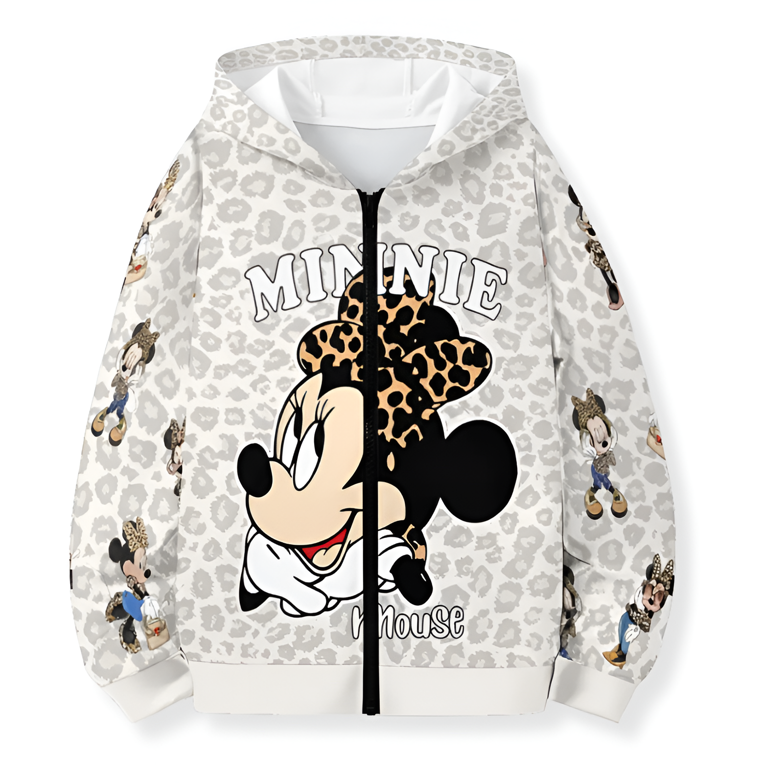 Kids Minnie Character 3D Printed Zip Up Hoodie