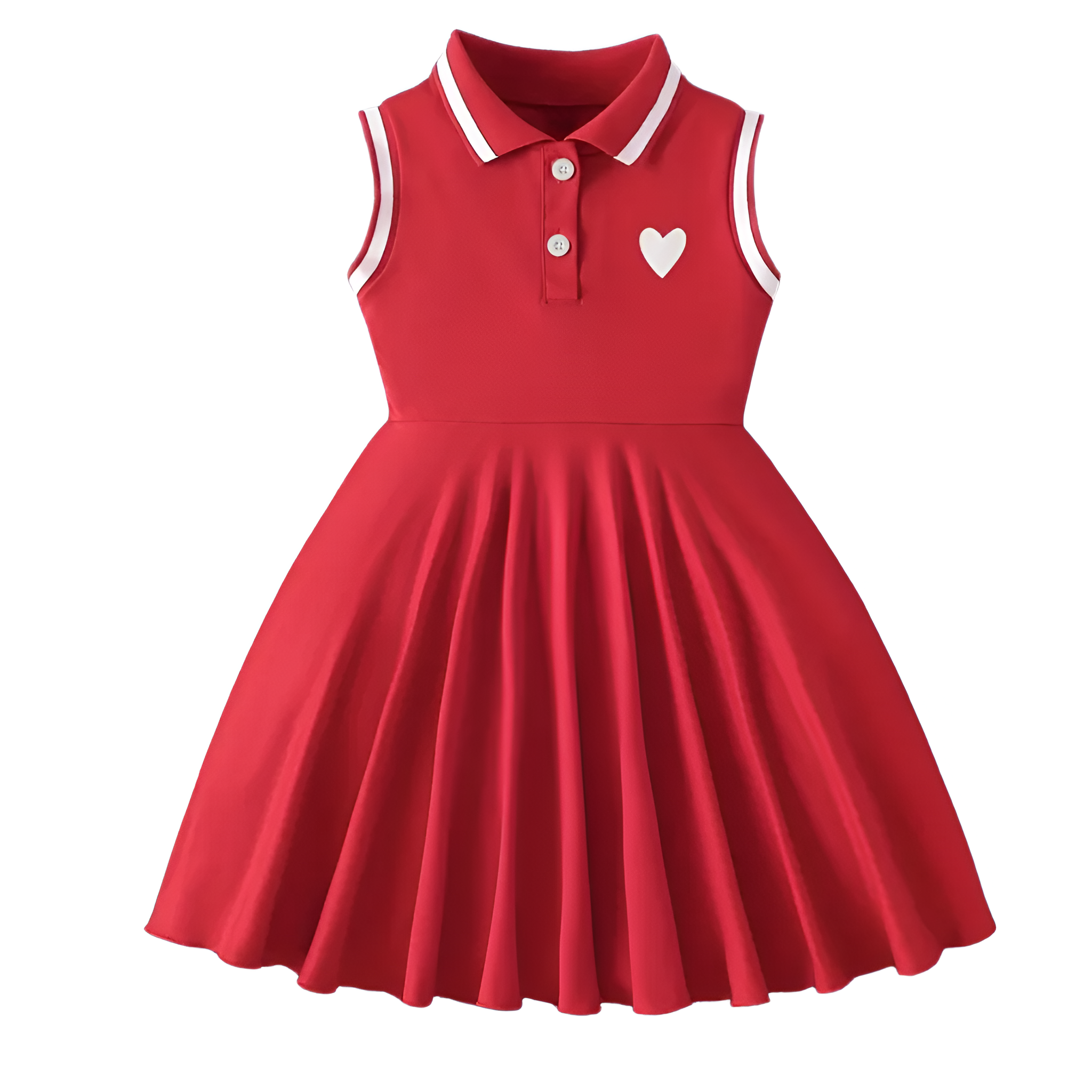Girls Printed Summer Sleeveless And Collared Casual Dress