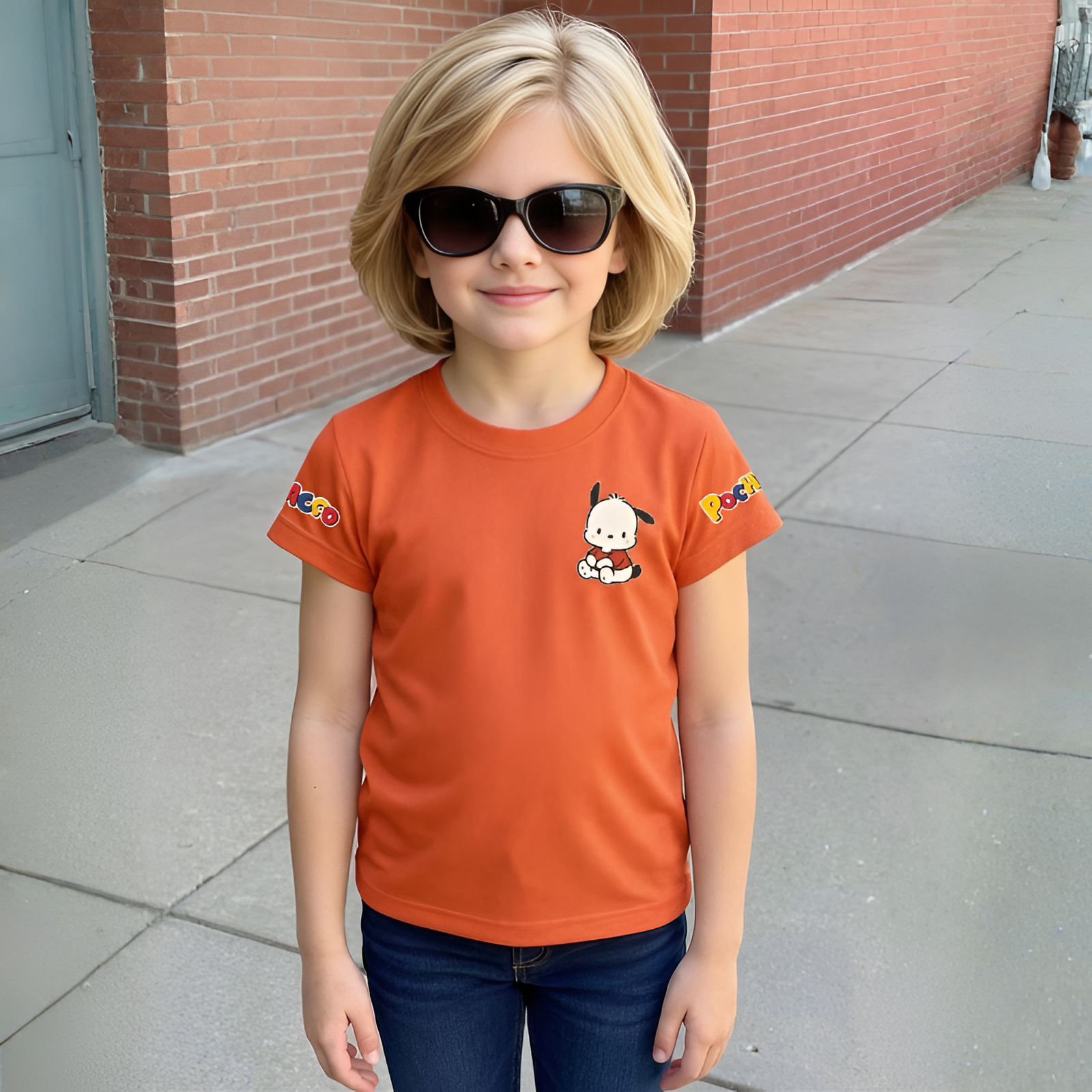 Double Sided Pochacco Printed Short Sleeve T Shirt