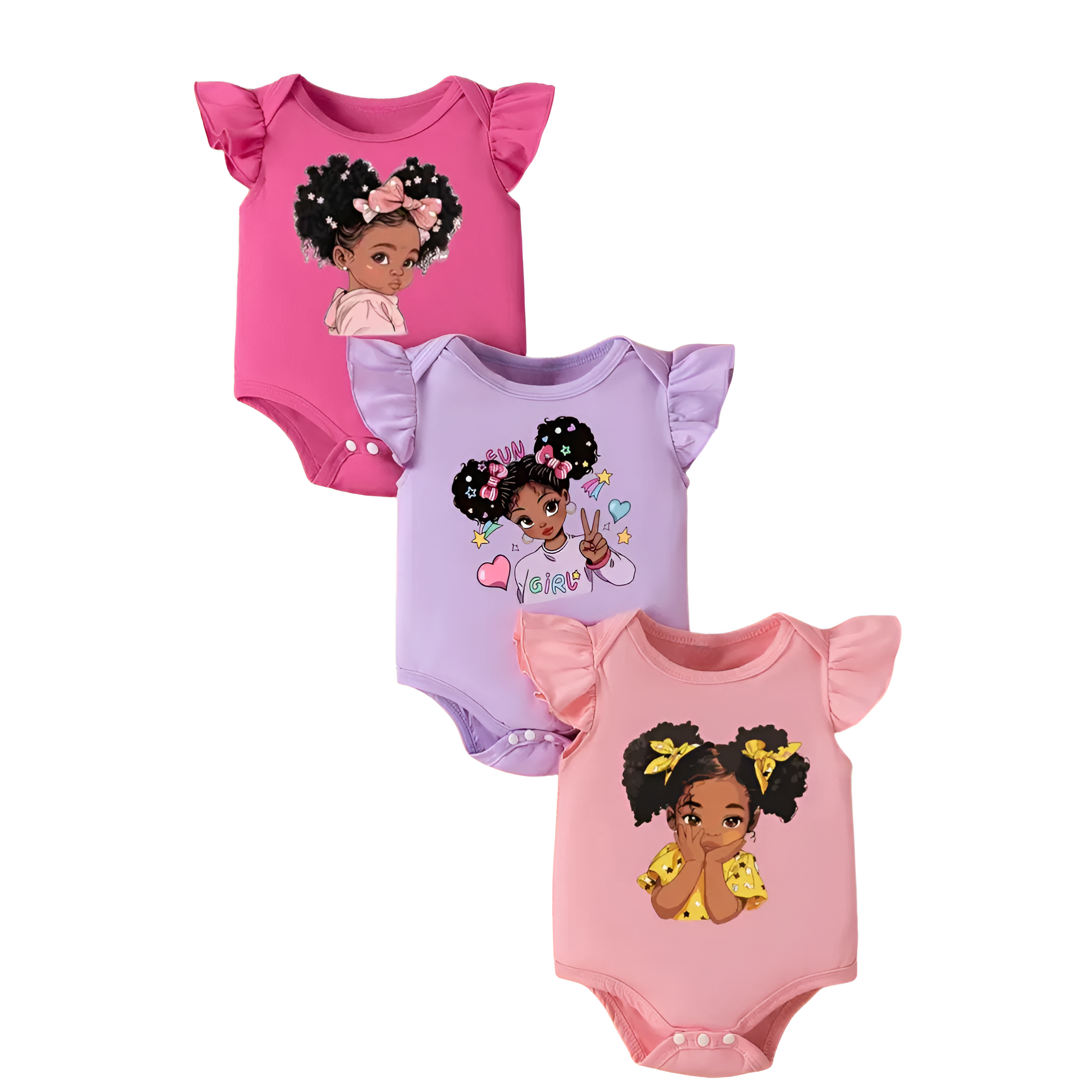 Sleeveless Baby Girl Romper Set with Cartoon Design for Warm Days
