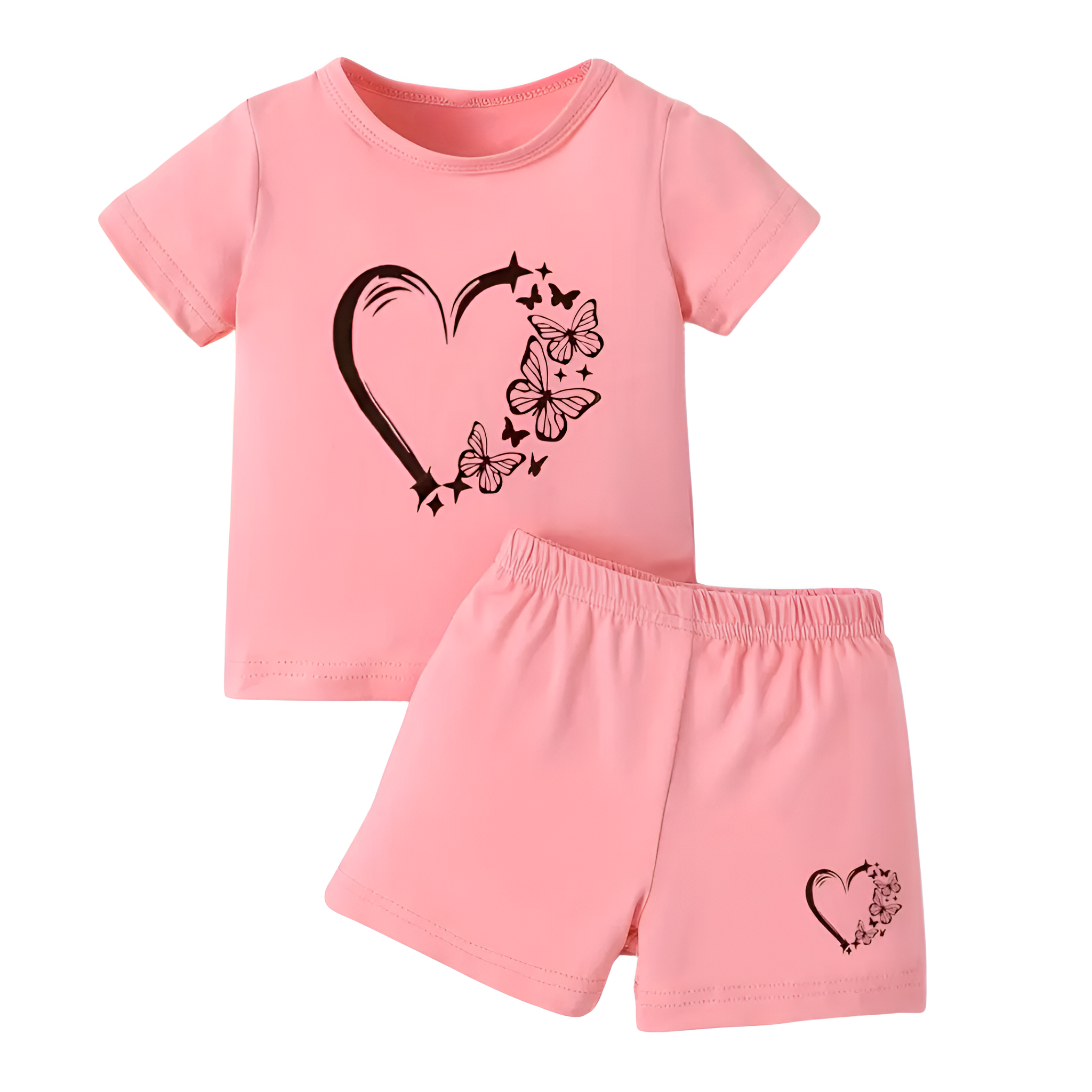 Baby Cartoon Butterfly And Heart Printed Outfit