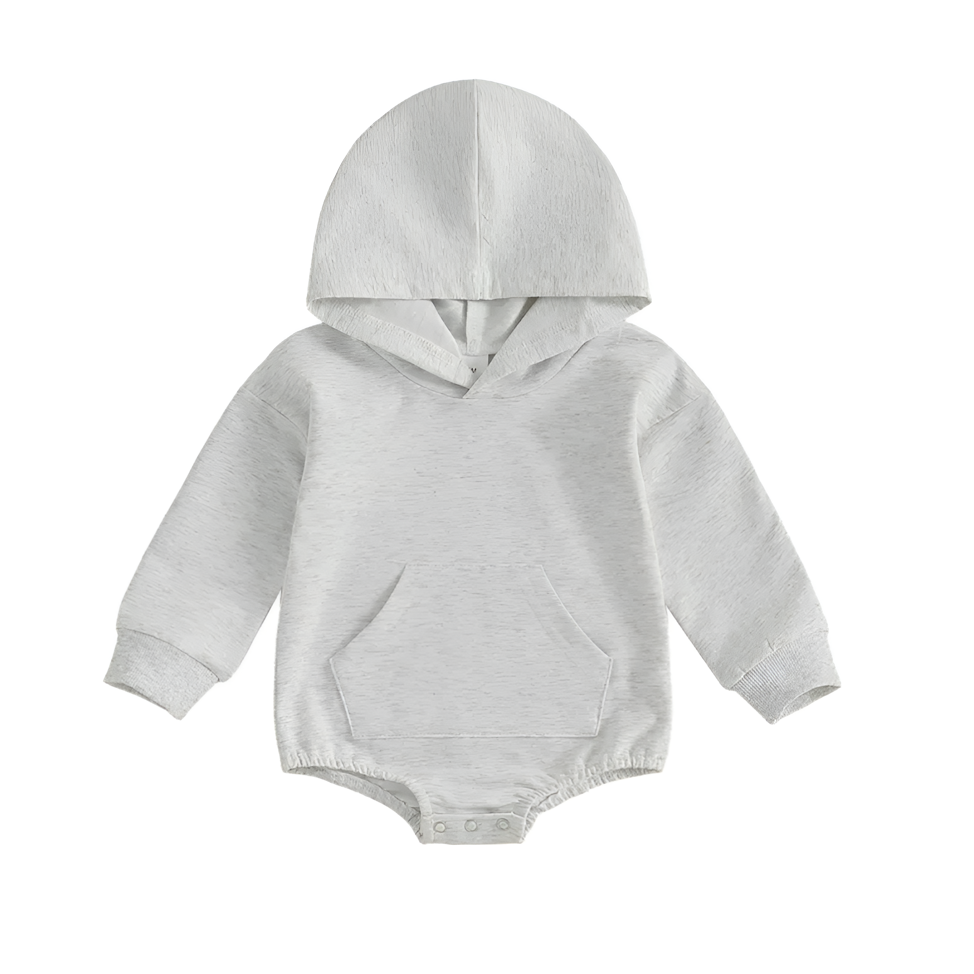  Baby Onesie Newborn Boy Girl Hooded Romper Long Sleeve Front Pocket Solid Color Bodysuit
