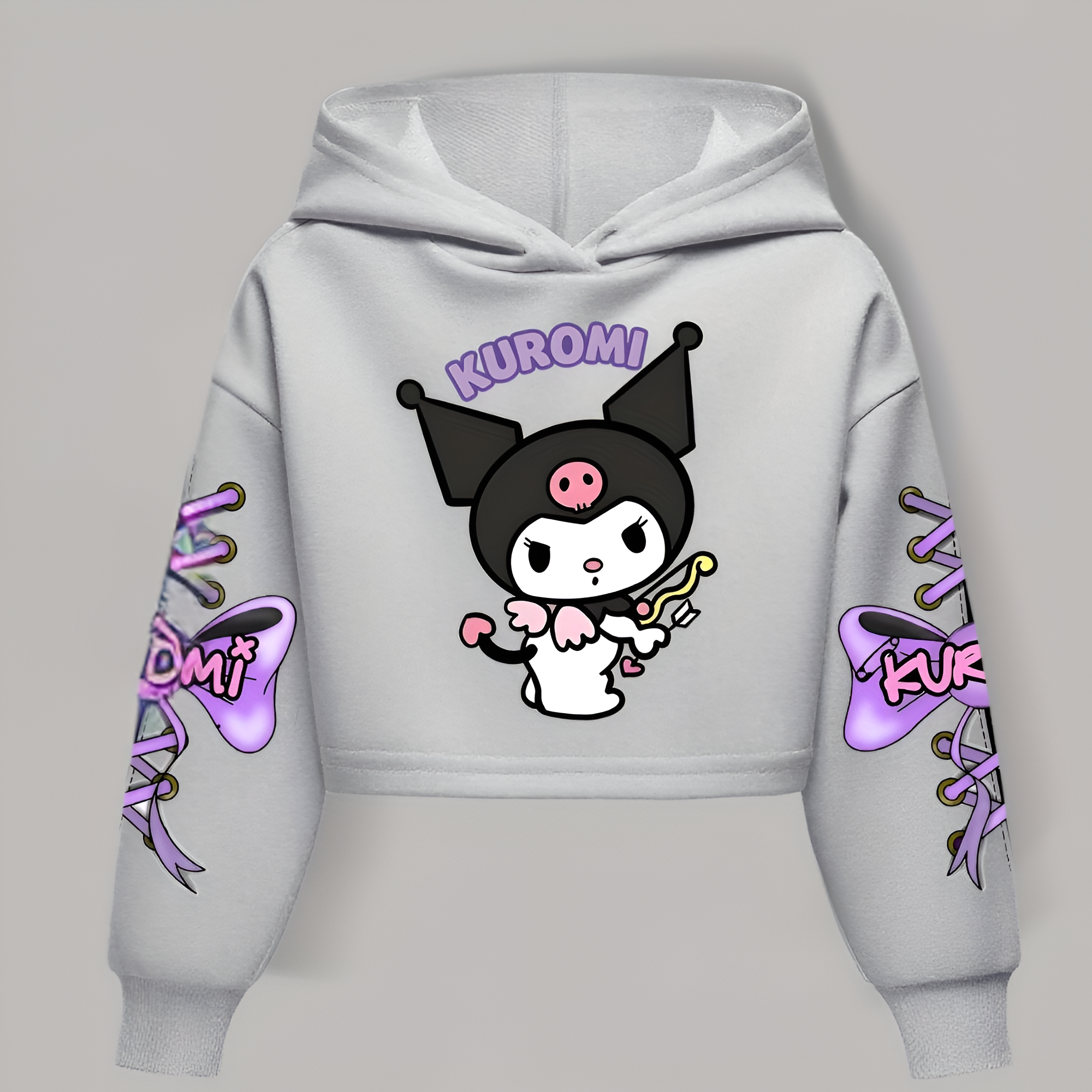 Kuromi Cartoon Print Hooded Sweatshirt For Girls Winter Wear