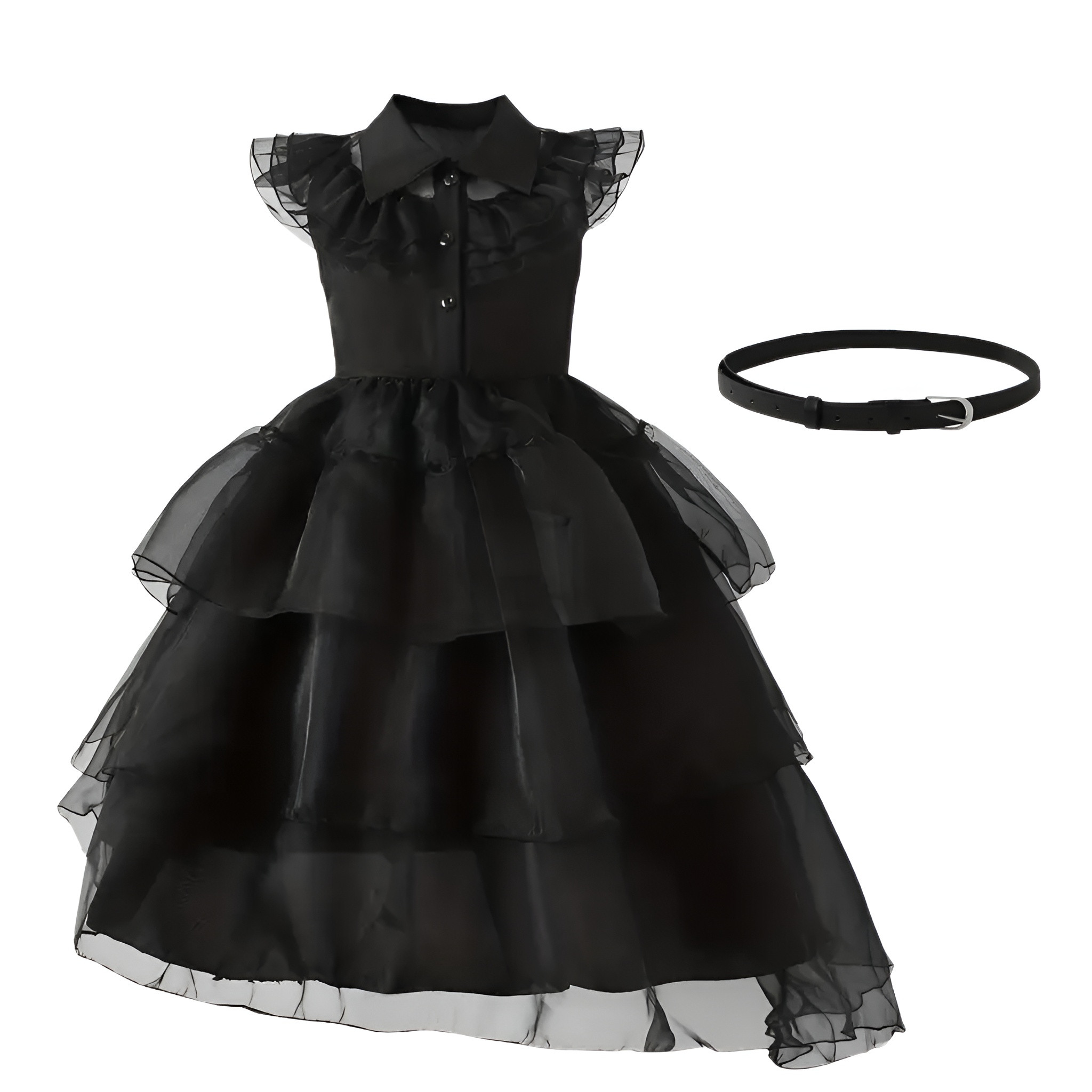 Girls Princess Dress With Ruffle Short Sleeves