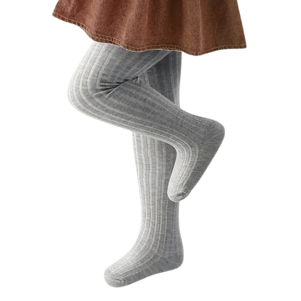 Spring Solid Ribbed Knit Tights For Girls