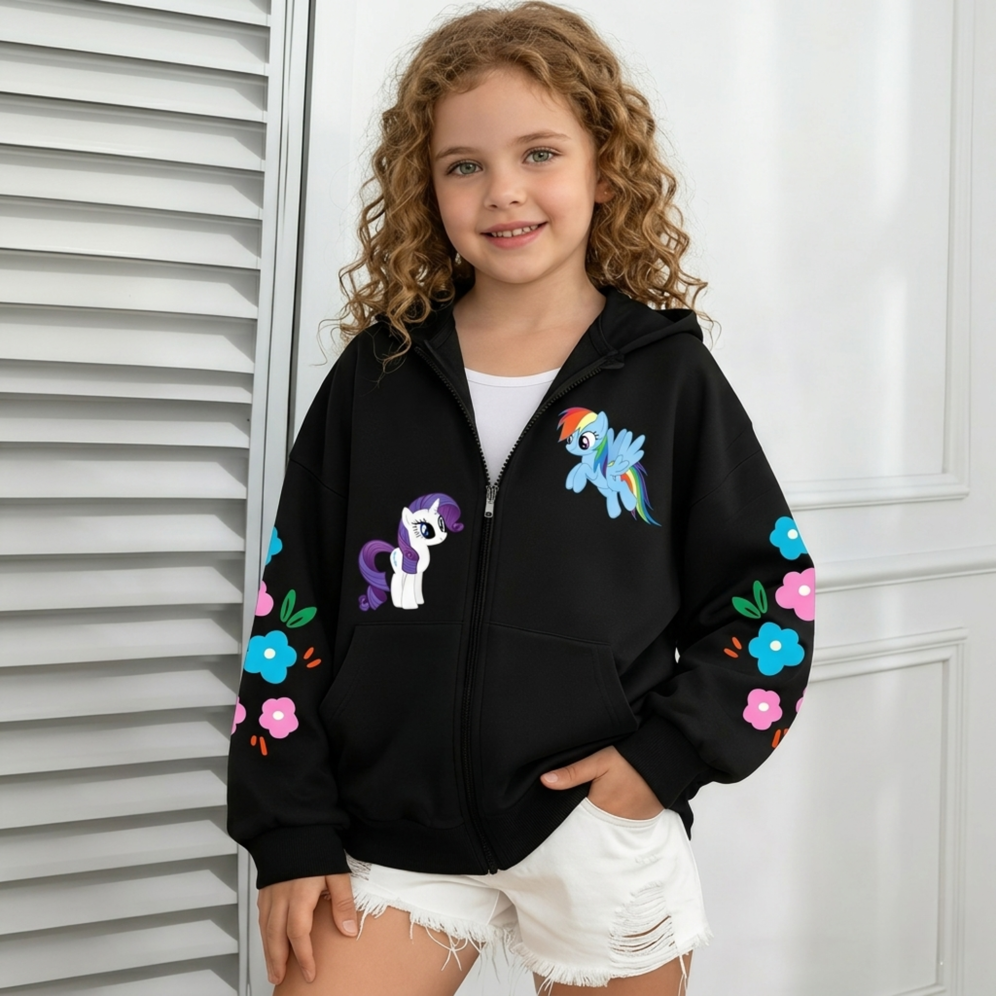 Hello Kitty Cartoon Print Pullover Hoodie For Girls