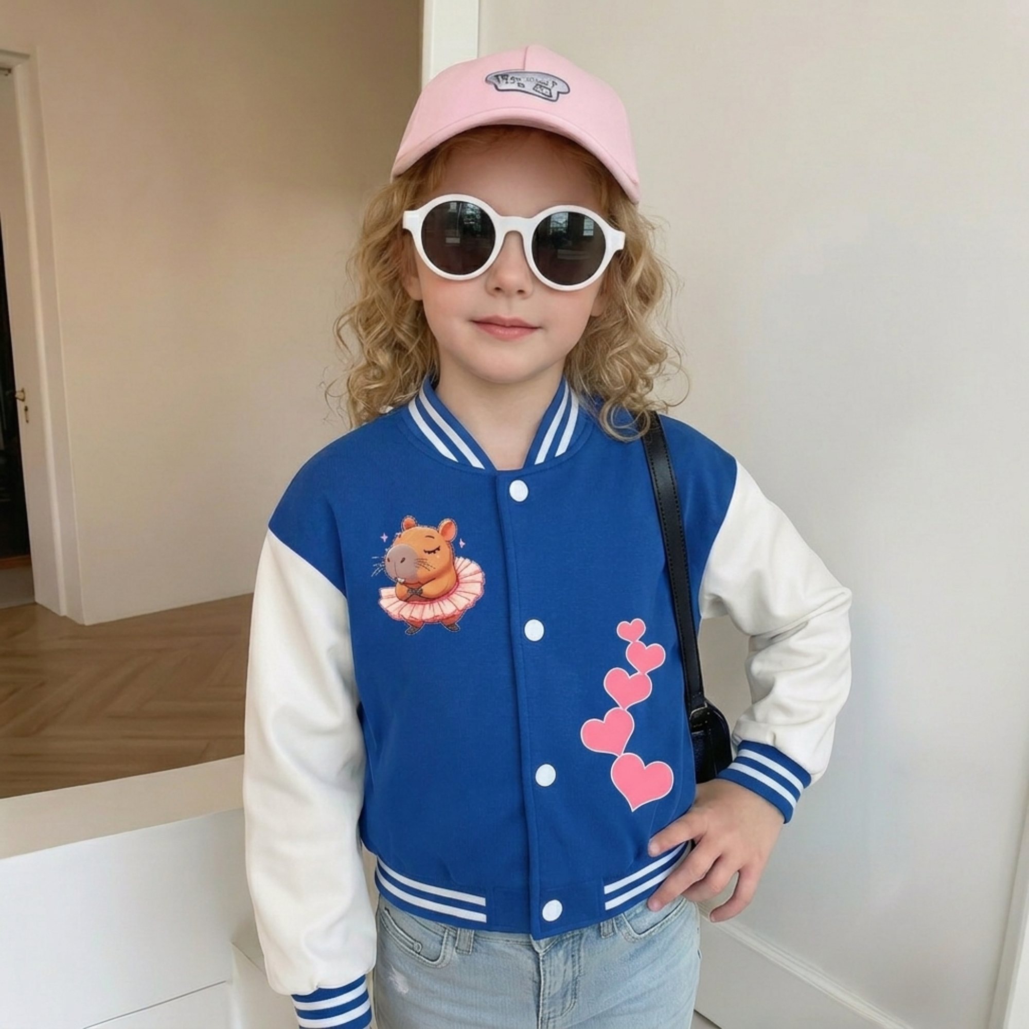 Capybara Inspired Baseball Jacket For Girls 