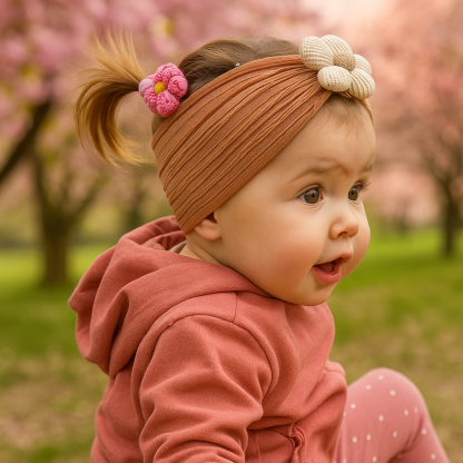 Baby Flower Soft Headbands For Baby Girls Pack Of 3