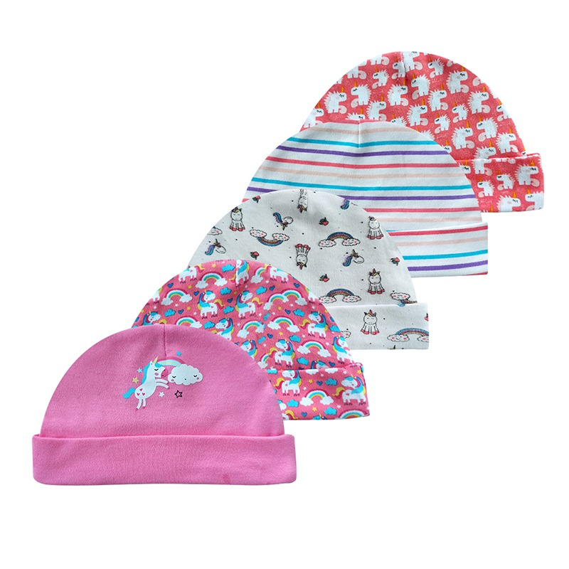 5Pcs Of Newborn Baby Pure Cotton Hats-Children Cloth Shop