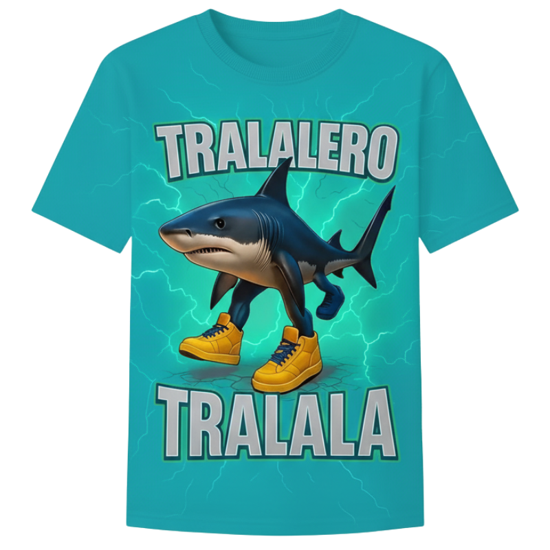 Casual Tralalero Shark Graphic T Shirt For Boys