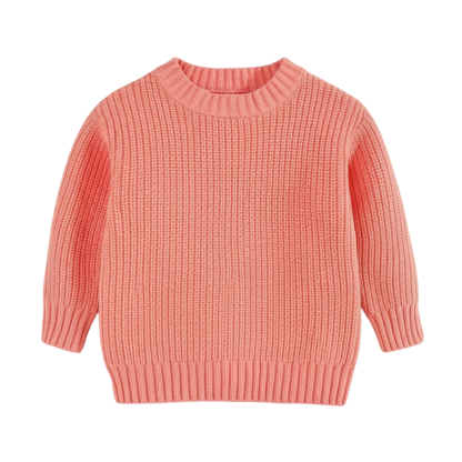 Long Sleeve Cable Knit Pullover For Baby With Button Closure