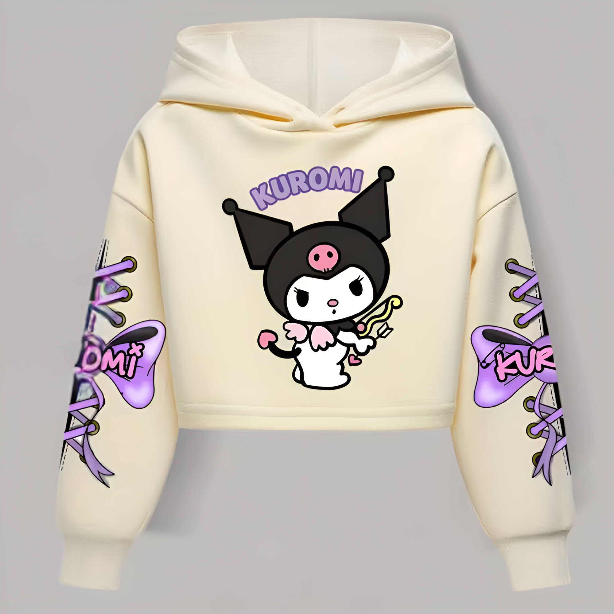 Kuromi Cartoon Print Hooded Sweatshirt For Girls Winter Wear