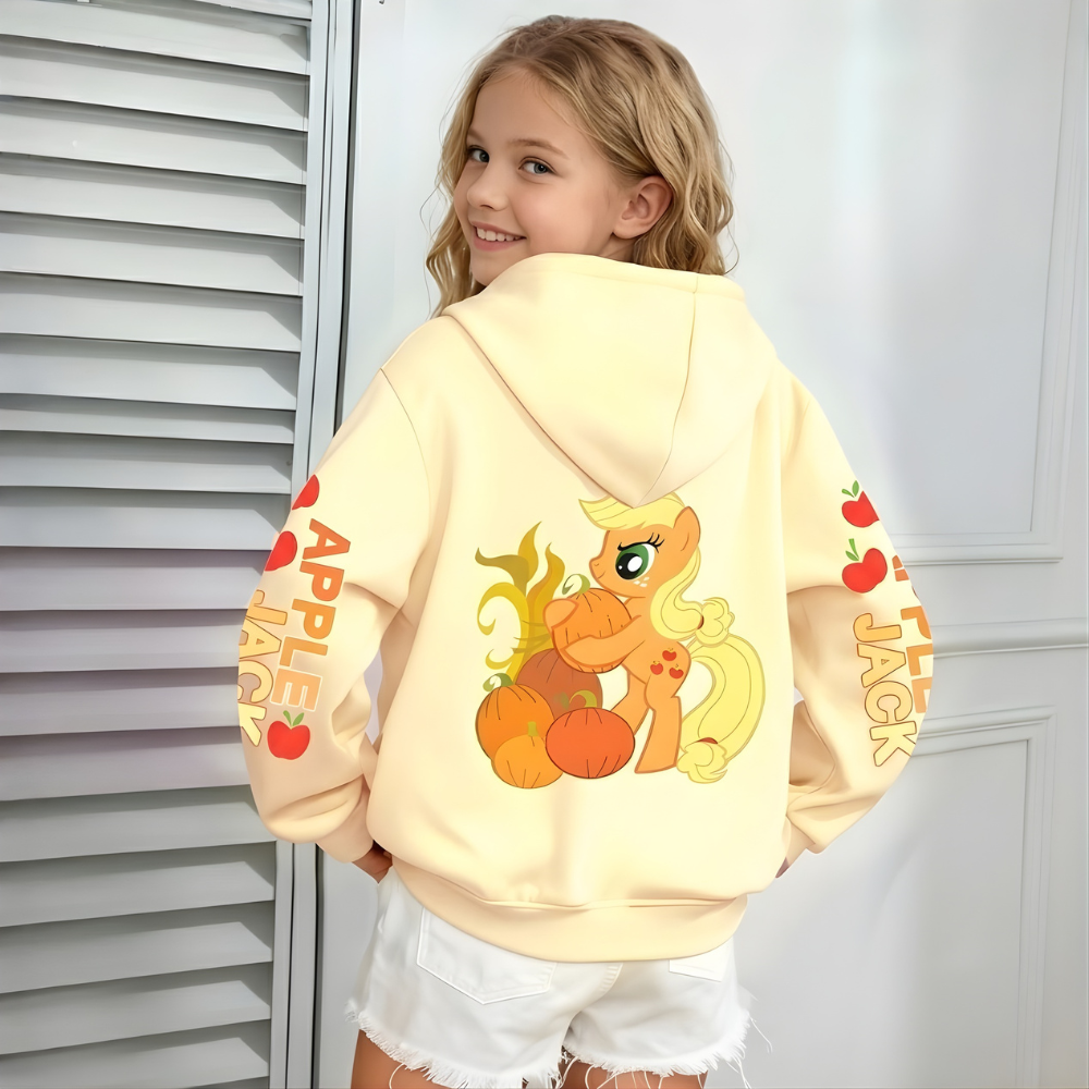Zip Up Hooded JacketNwith Pockets Featuring Applejack Double Sided Print