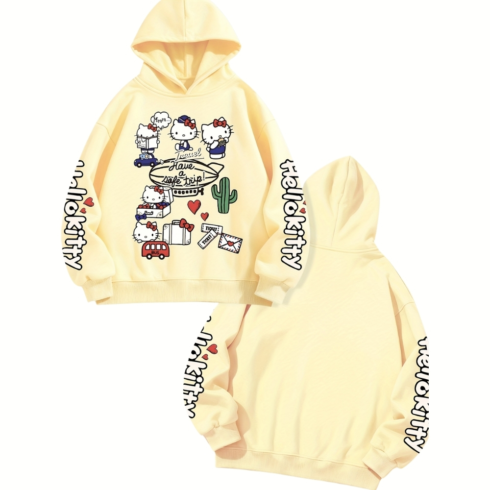 Hello Kitty Themed Casual Hooded Sweatshirt