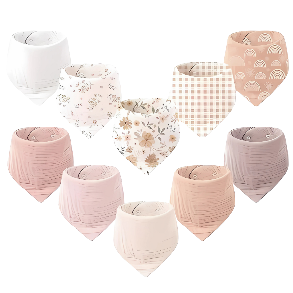 10 Pack Baby Bandana Drool Bibs 100% Cotton For Unisex Boys And Girls