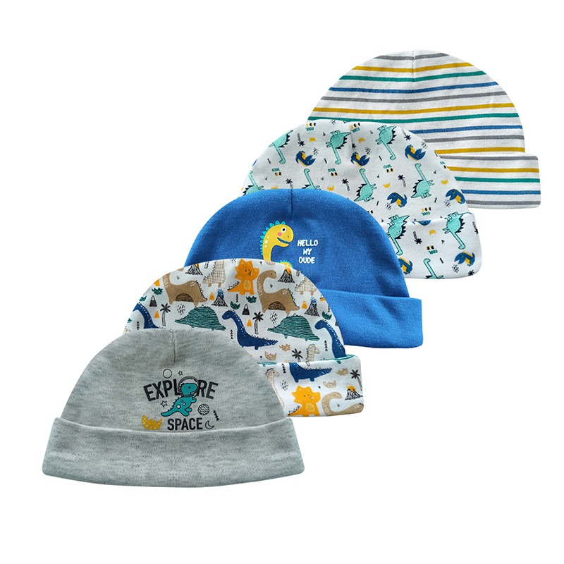 5Pcs Of Newborn Baby Pure Cotton Hats-Children Cloth Shop