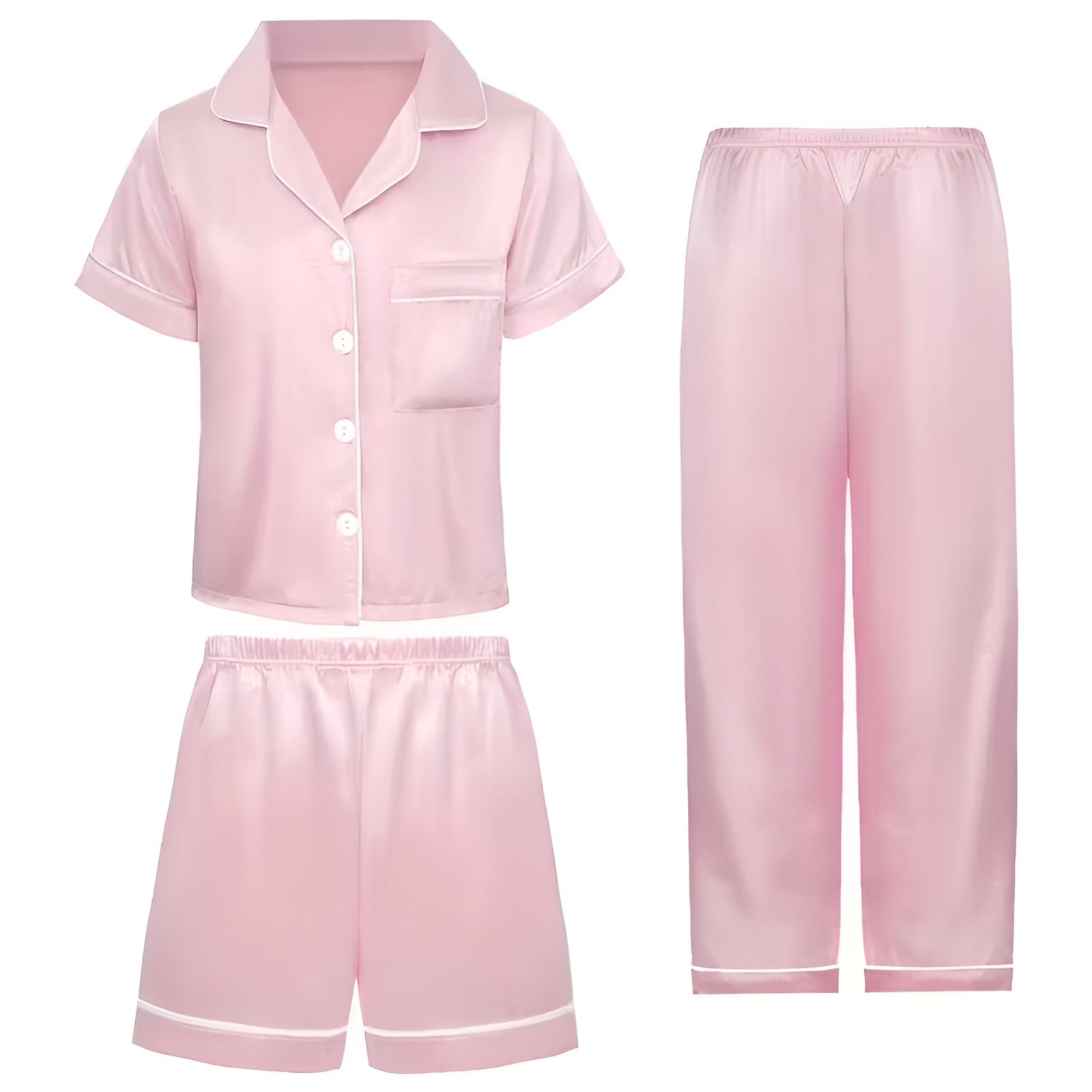 Autumn Satin Short Sleeve Pajama Set