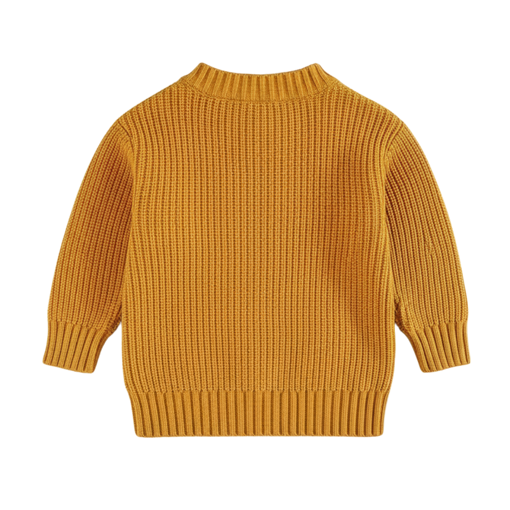 Long Sleeve Cable Knit Pullover For Baby With Button Closure