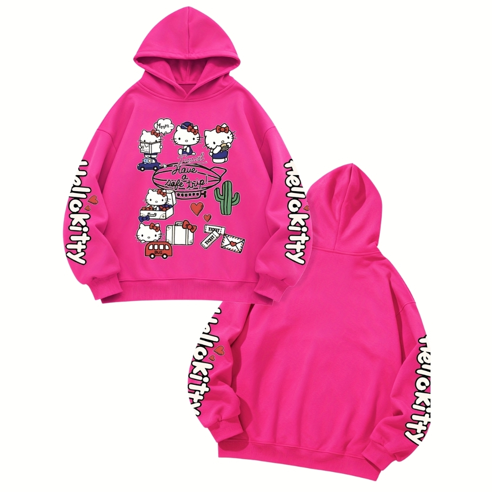 Hello Kitty Themed Casual Hooded Sweatshirt