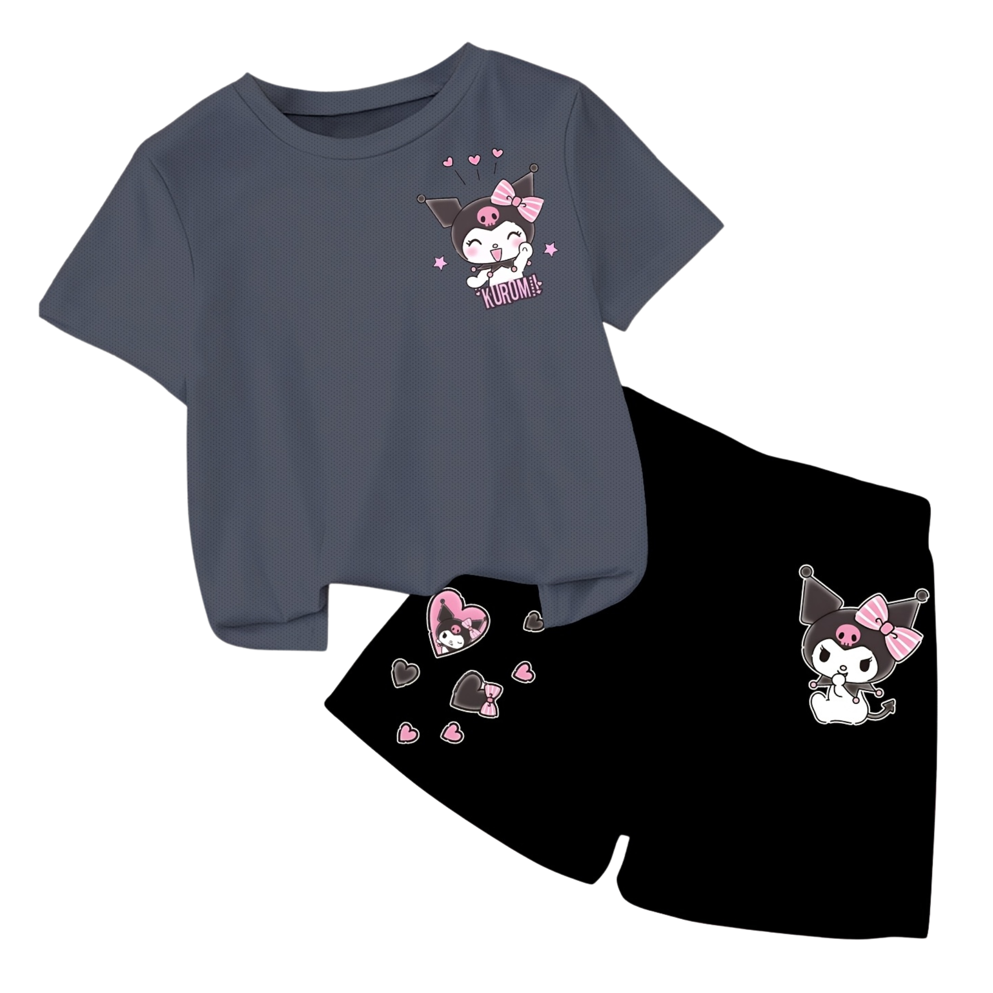 Kuromi Design Printed Soft And Comfortable 2 Piece Set For Girls