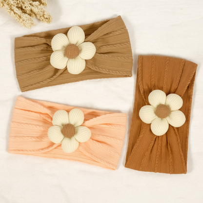 Baby Flower Soft Headbands For Baby Girls Pack Of 3