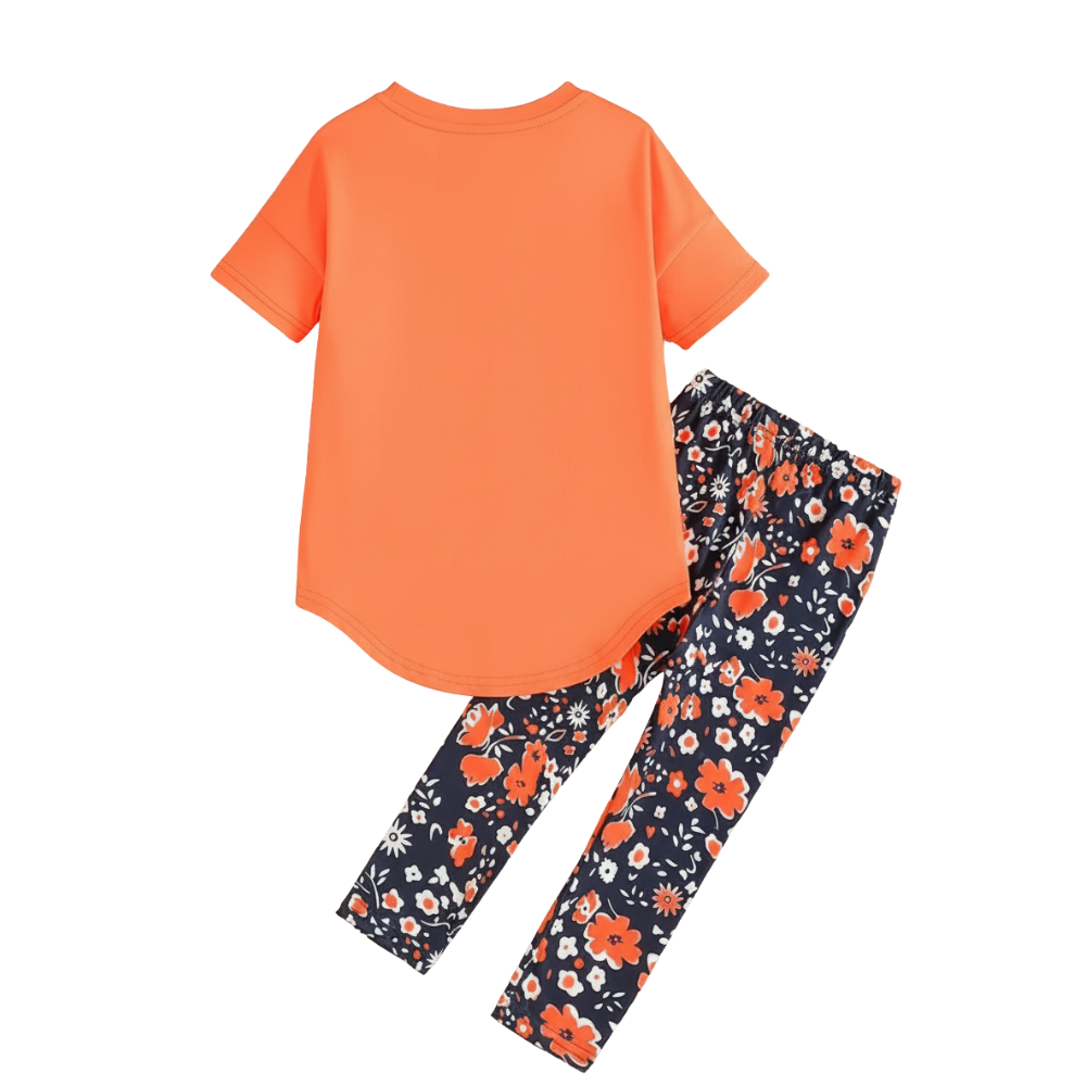 Girls Slogan T Shirt And Floral Bottoms Set For Summer