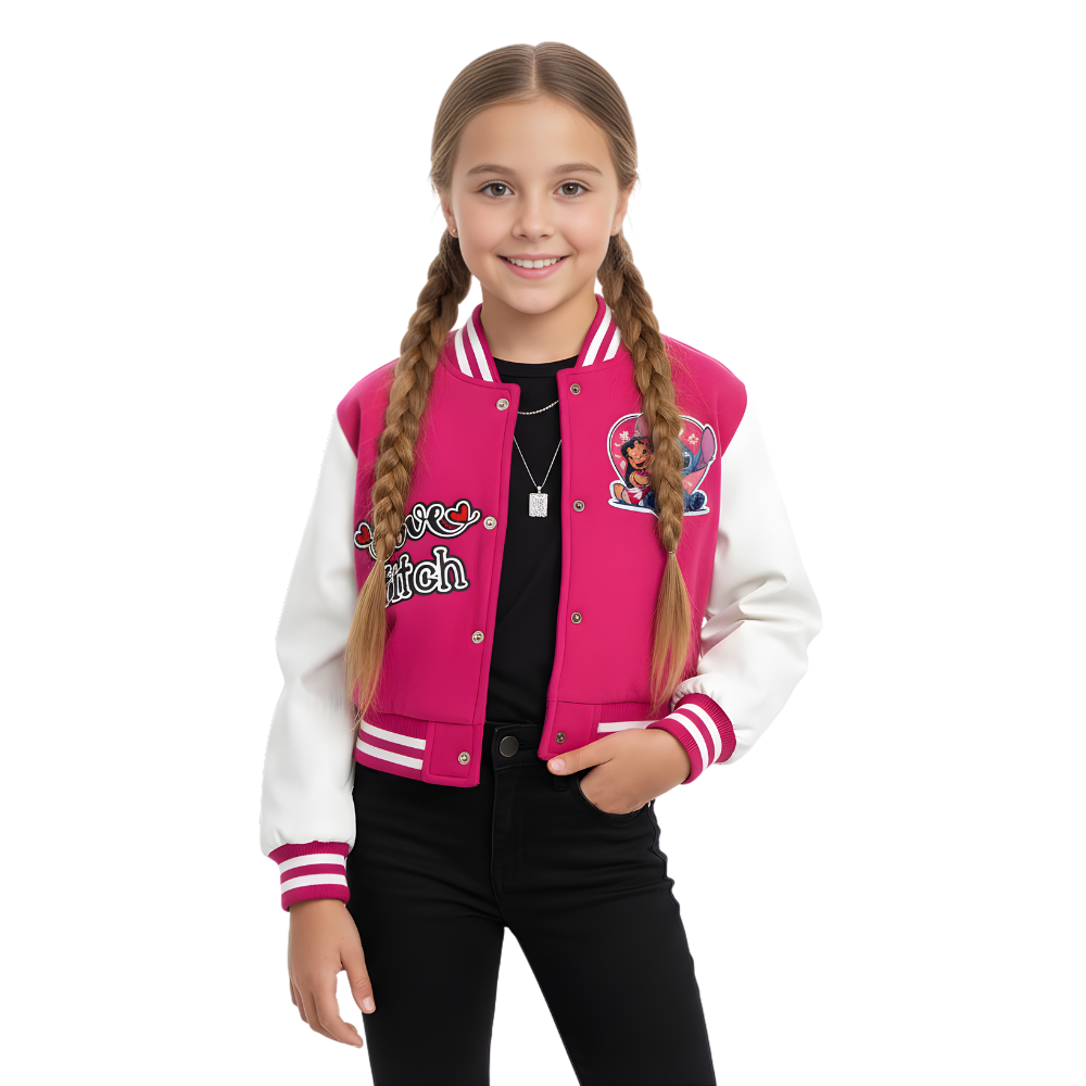 Casual Design Baseball Jacket For Girls