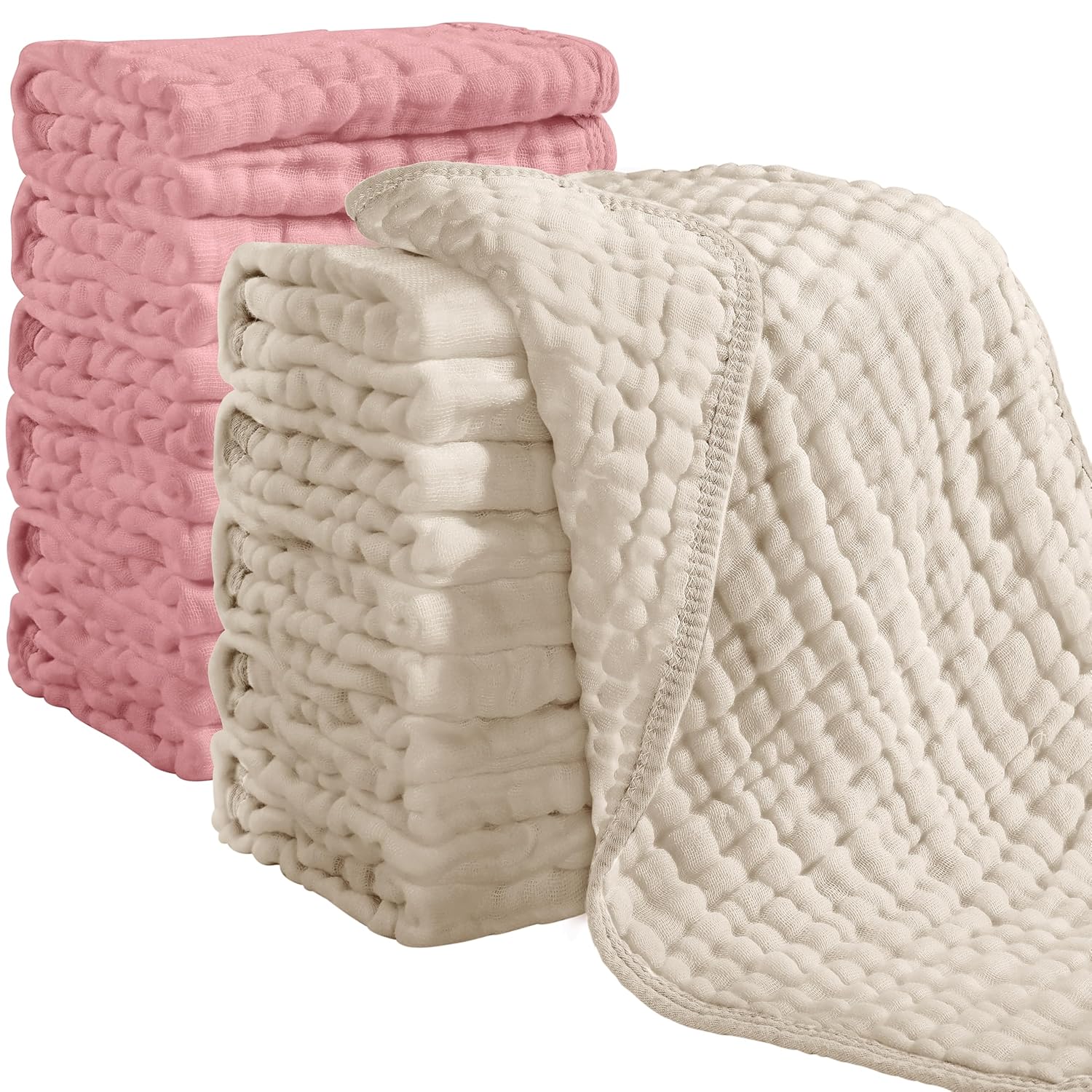 12 Pack Ultra Soft And Absorbent Six Layer Cotton Muslin Burp Cloths