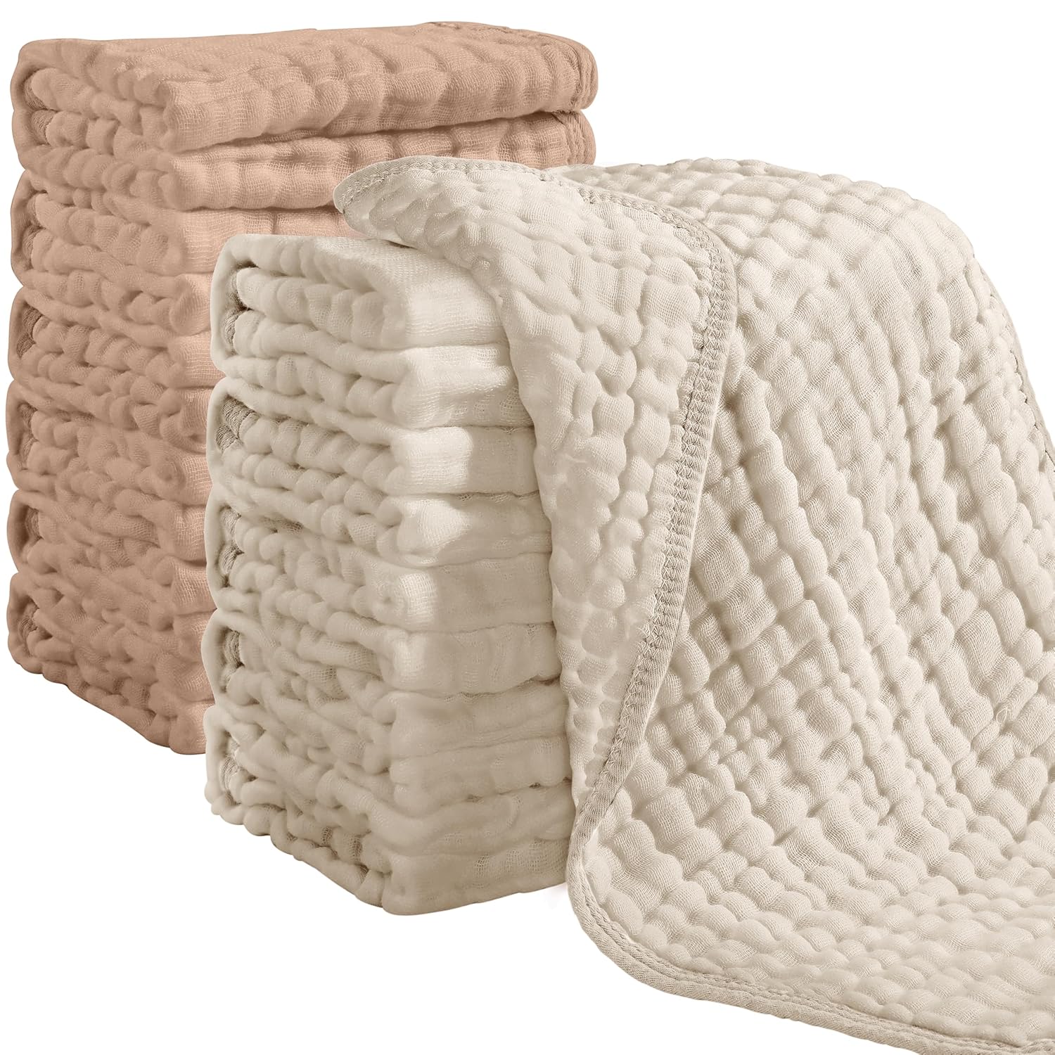 12 Pack Ultra Soft And Absorbent Six Layer Cotton Muslin Burp Cloths