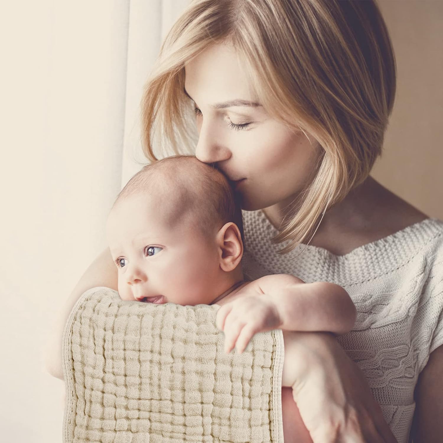 12 Pack Ultra Soft And Absorbent Six Layer Cotton Muslin Burp Cloths For Baby Spit Up And Drool