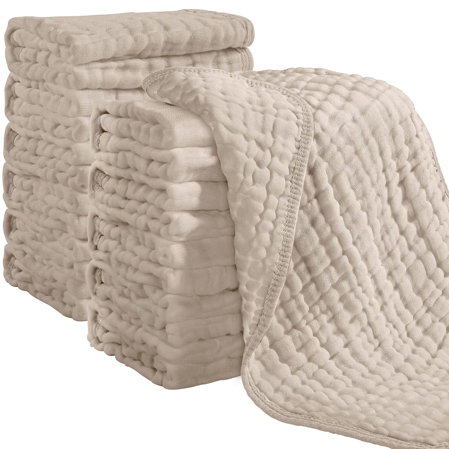 12 Pack Ultra Soft And Absorbent Six Layer Cotton Muslin Burp Cloths For Baby Spit Up And Drool