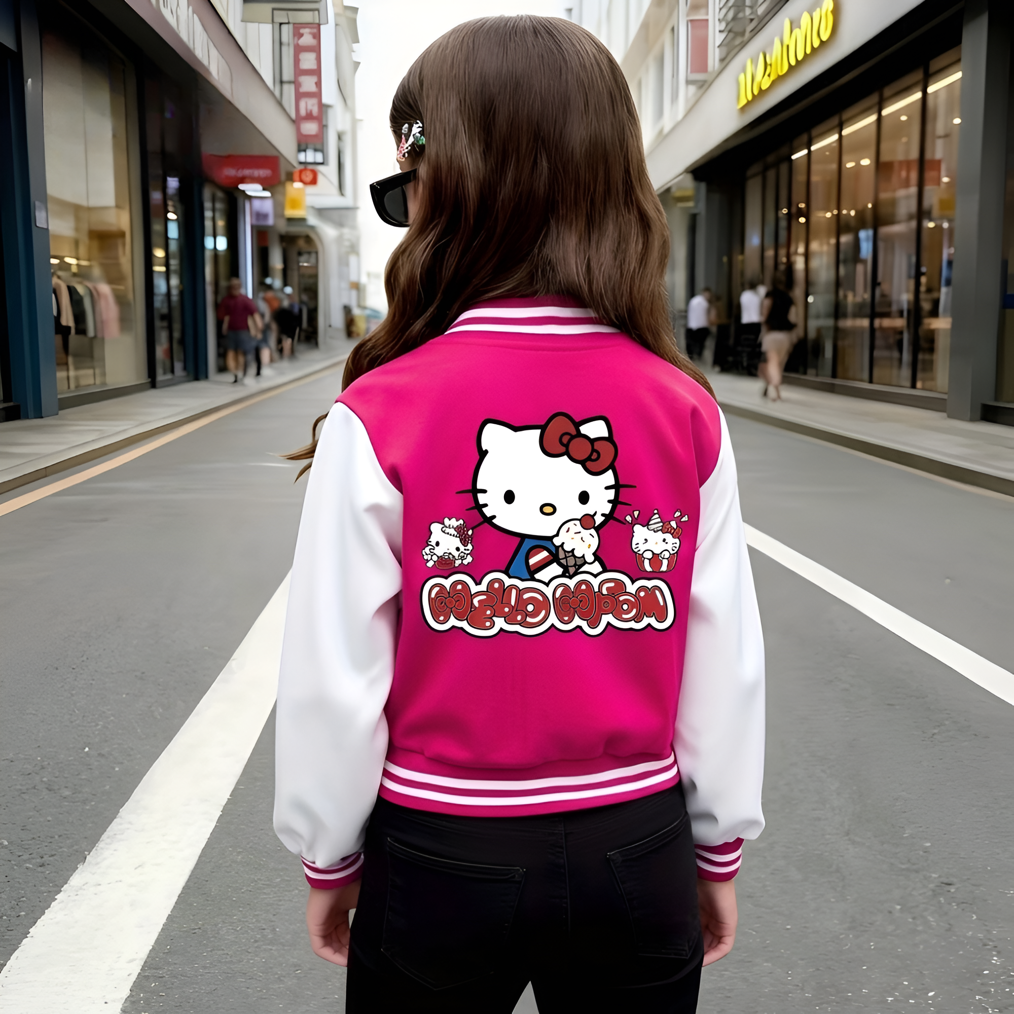 Girls Stylish Hello Kitty Themed Jacket For Daily Wear