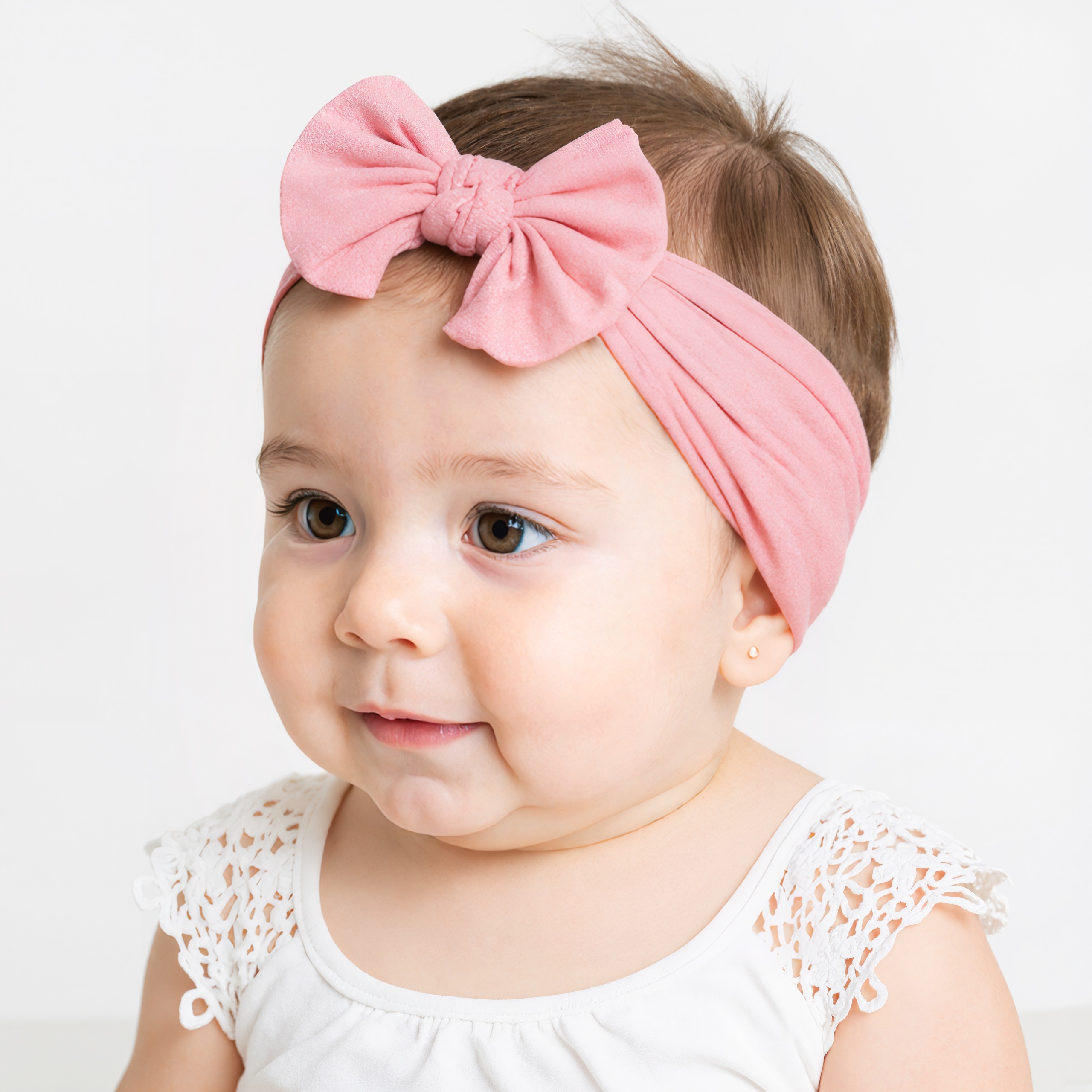 12 Pieces Stretchy Soft Knot Headbands With Hair Bows For Toddlers