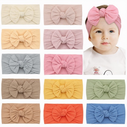12 Pieces Stretchy Soft Knot Headbands With Hair Bows For Toddlers