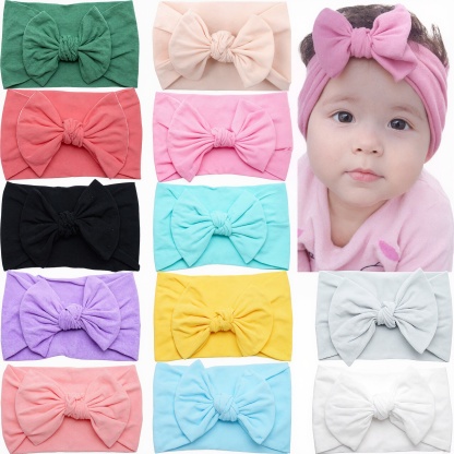 12 Pieces Stretchy Soft Knot Headbands With Hair Bows For Toddlers